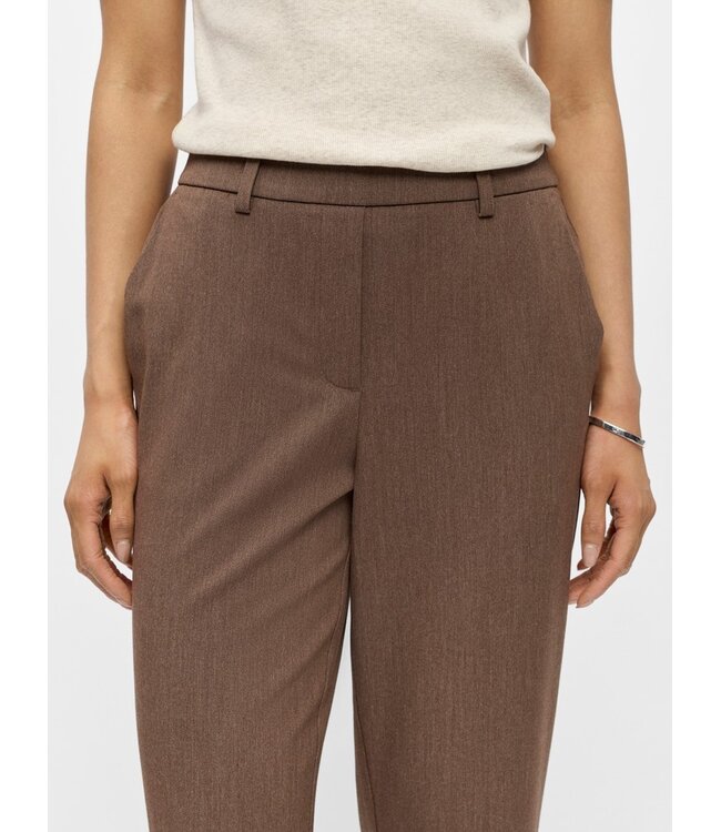 Object OBJLISA Straight Pant Carafe Melange – Dames broek met rechte pijpen