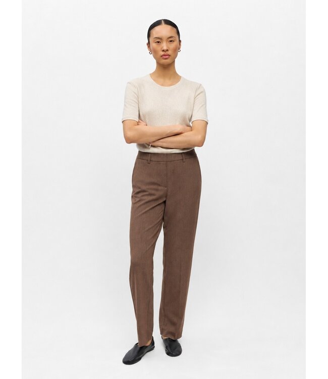Object OBJLISA Straight Pant Carafe Melange – Dames broek met rechte pijpen