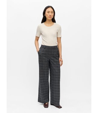 Object OBJLISA Wide Pant AOP - Dark Grey Melange Blue/Brown