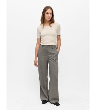 Object OBJLISA Wide Pant AOP - Grey Thin beige