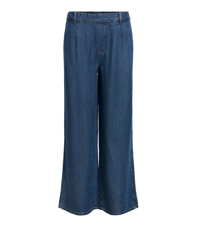 Object OBJFRAME Lisa Wide Pant Dark Blue Denim Rinse Wash – Dames broek met wijde pijpen
