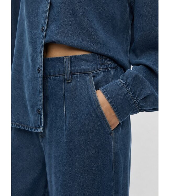 Object OBJFRAME Lisa Wide Pant Dark Blue Denim Rinse Wash – Dames broek met wijde pijpen