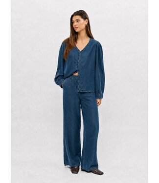 Object OBJFRAME Lisa Wide Pant - Dark Blue Denim Rinse Wash