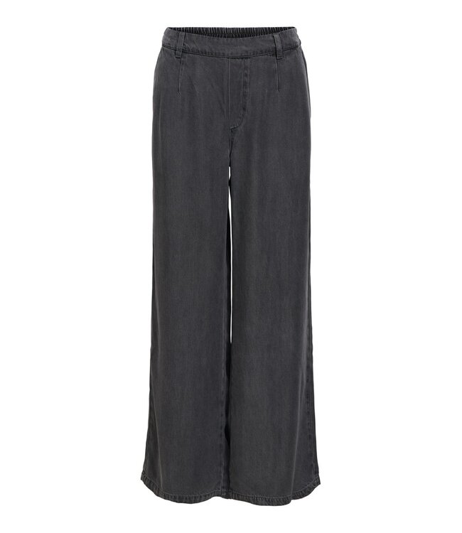 Object OBJFRAME Lisa Wide Pant Black Washed – Dames wide leg broek in denim look