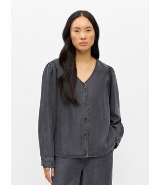 Object OBJFRAME V-Neck Top - Black Washed