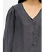 Object OBJFRAME V-Neck Top Black Washed – Dames blouse in washed denim look