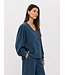 Object OBJFRAME V-Neck Top Dark Blue Denim Rinse Washed – Dames blouse in denim look