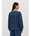 Object OBJFRAME V-Neck Top Dark Blue Denim Rinse Washed – Dames blouse in denim look