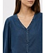 Object OBJFRAME V-Neck Top Dark Blue Denim Rinse Washed – Dames blouse in denim look