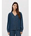 Object OBJFRAME V-Neck Top Dark Blue Denim Rinse Washed – Dames blouse in denim look