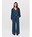 Object OBJFRAME V-Neck Top Dark Blue Denim Rinse Washed – Dames blouse in denim look