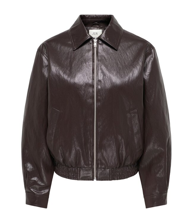 JDY JDYABBY Faux Leather Jacket Chocolate Torte – Bruine dames jas van imitatieleer