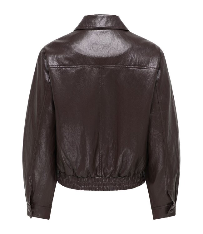 JDY JDYABBY Faux Leather Jacket Chocolate Torte – Bruine dames jas van imitatieleer