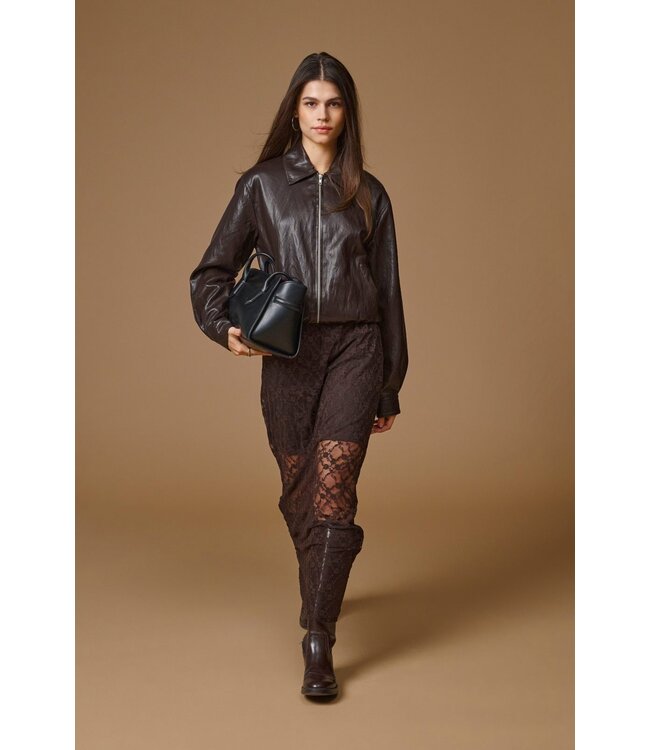 JDY JDYABBY Faux Leather Jacket Chocolate Torte – Bruine dames jas van imitatieleer
