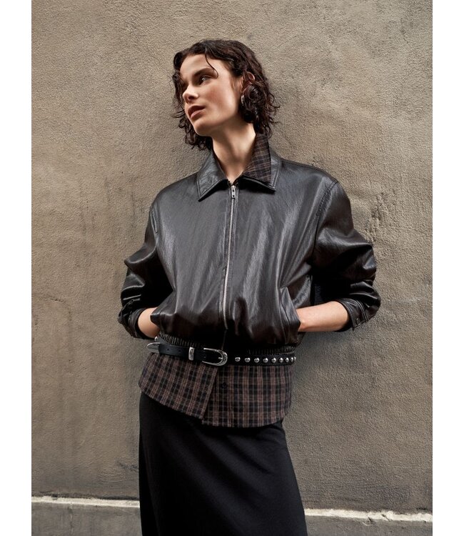 JDY JDYABBY Faux Leather Jacket Chocolate Torte – Bruine dames jas van imitatieleer