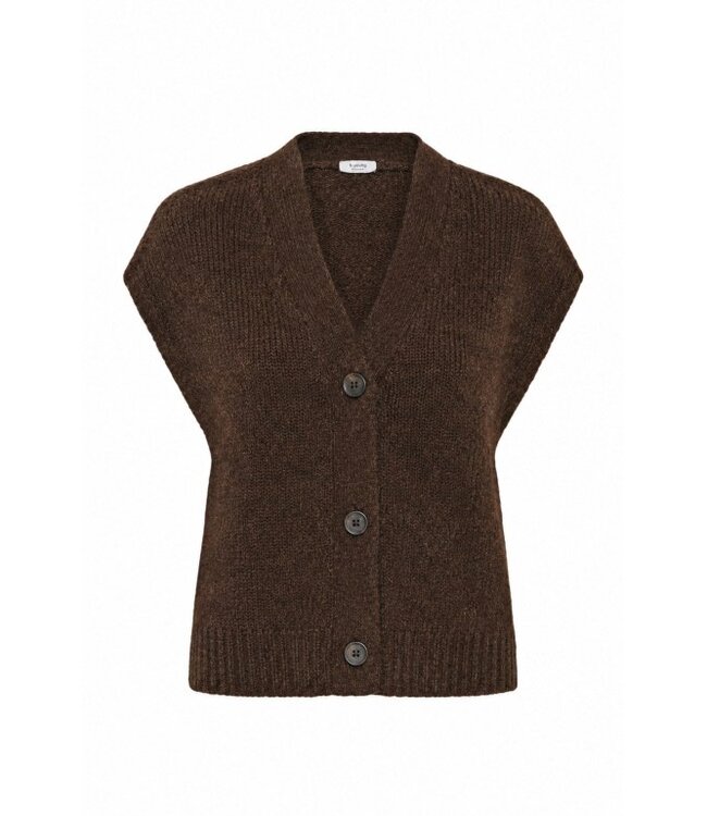 b.young BYMILLERS Button Vest Java Melange – Gebreid Damesvest met Knopen