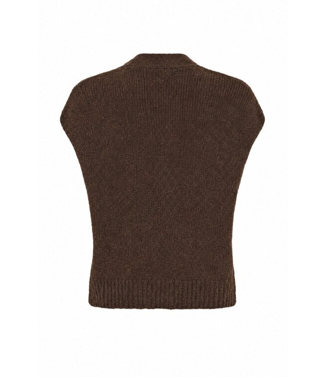 b.young BYMILLERS Button Vest Java Melange – Gebreid Damesvest met Knopen