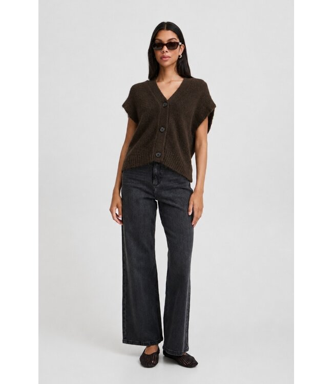 b.young BYMILLERS Button Vest Java Melange – Gebreid Damesvest met Knopen