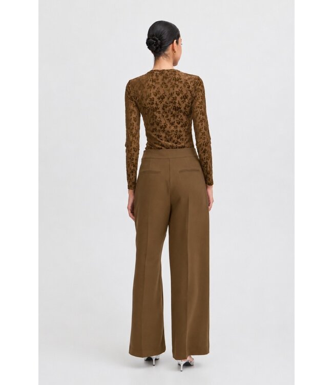 b.young BYDENOA Wide Pants Sepia – Damesbroek met Hoge Taille & Wijde Pijpen