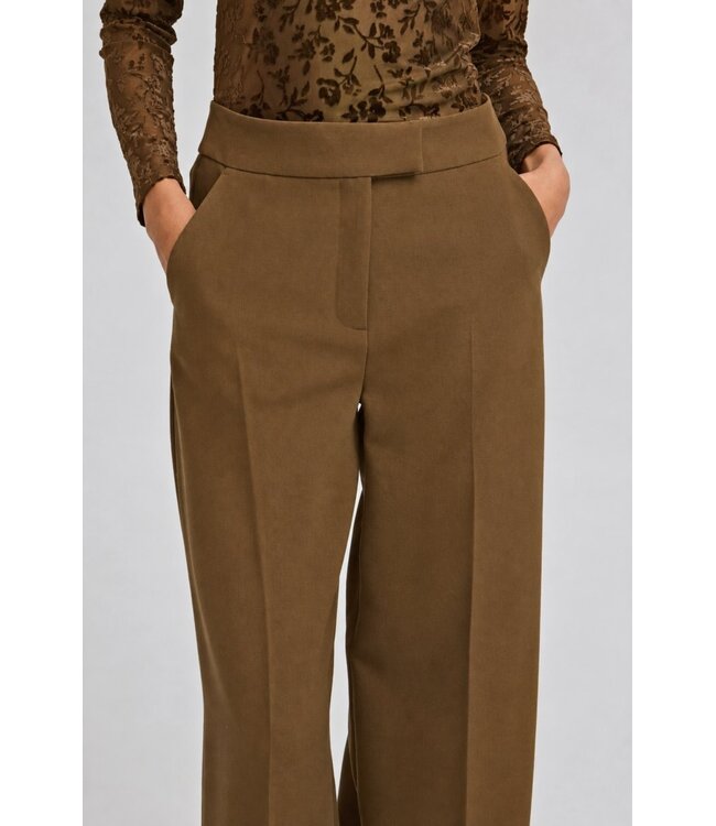 b.young BYDENOA Wide Pants Sepia – Damesbroek met Hoge Taille & Wijde Pijpen