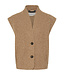 b.young BYABANNA Waistcoat Dames Humus Melange – Mouwloos Gevoerd Vest met Knopen