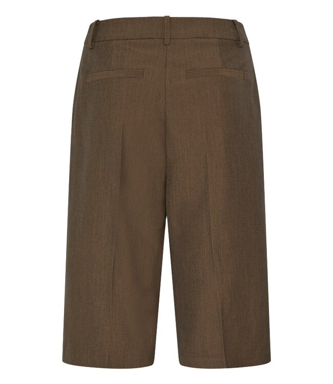 b.young BYDANTA Long Shorts Dames Sepia Melange – Lange Bermuda met Wijde Pijpen
