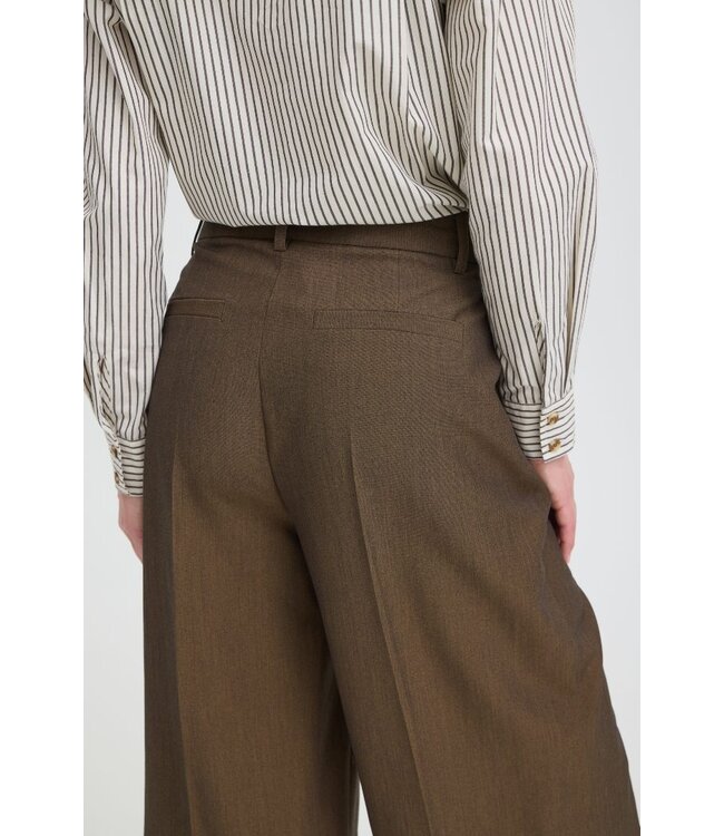 b.young BYDANTA Long Shorts Dames Sepia Melange – Lange Bermuda met Wijde Pijpen