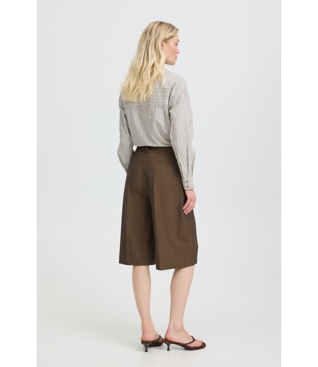 b.young BYDANTA Long Shorts Dames Sepia Melange – Lange Bermuda met Wijde Pijpen