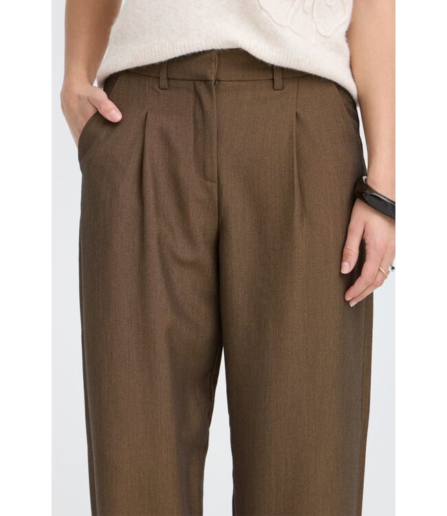 b.young BYDANTA Barrel Dart Pants Sepia Melange – Damesbroek met moderne barrel fit