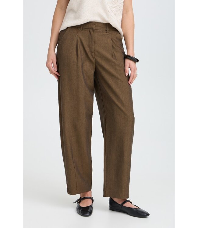 b.young BYDANTA Barrel Dart Pants Sepia Melange – Damesbroek met moderne barrel fit