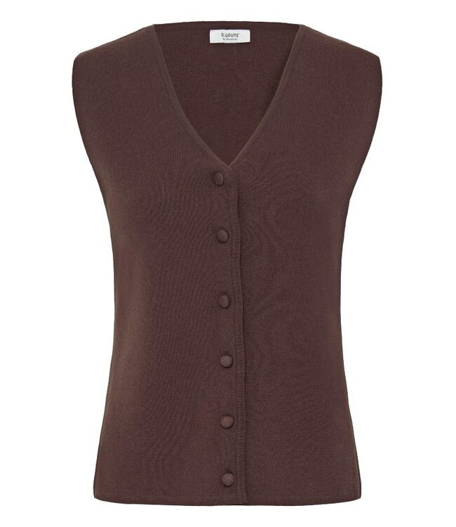 b.young BYOTARI Slipover Java – Mouwloos dames vest met knopen