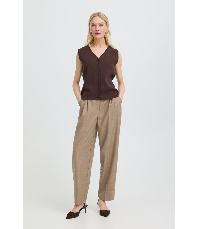 b.young BYOTARI Slipover Java – Mouwloos dames vest met knopen