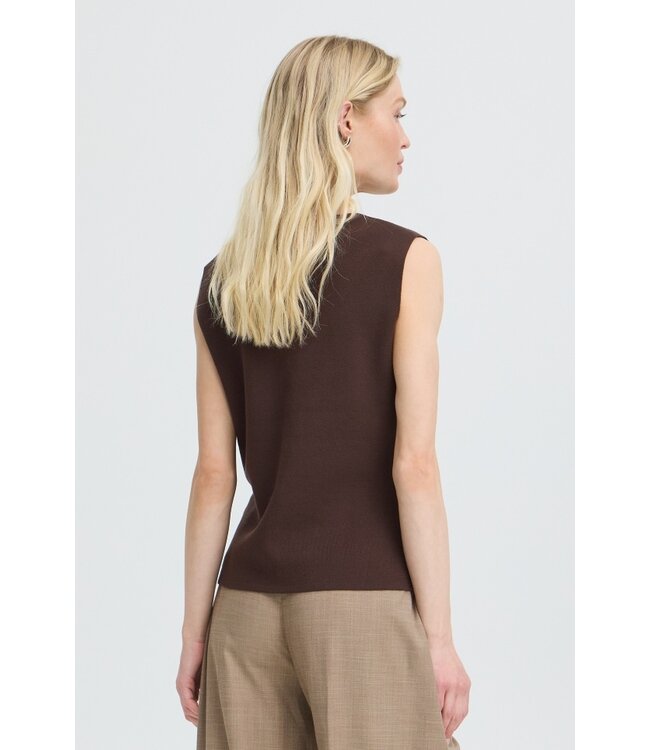 b.young BYOTARI Slipover Java – Mouwloos dames vest met knopen