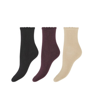 b.young BYVILAINE Sock Box 3 - FIG, HUMUS, BLACK