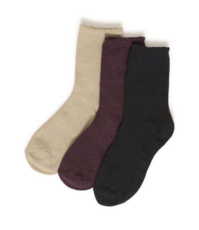 b.young BYVILAINE Sock Box 3 – 3-pack damessokken met glitter