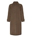 b.young BYCAMIO Coat Olive Night Check – Lange geruite damesmantel met wol