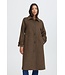 b.young BYCAMIO Coat Olive Night Check – Lange geruite damesmantel met wol