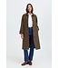 b.young BYCAMIO Coat Olive Night Check – Lange geruite damesmantel met wol