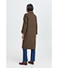 b.young BYCAMIO Coat Olive Night Check – Lange geruite damesmantel met wol