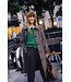 b.young BYCAMIO Coat Olive Night Check – Lange geruite damesmantel met wol