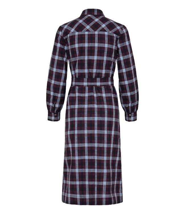 b.young BYFLANNY Shirt Dress Fig Check – Geruite katoenen midi hemdjurk