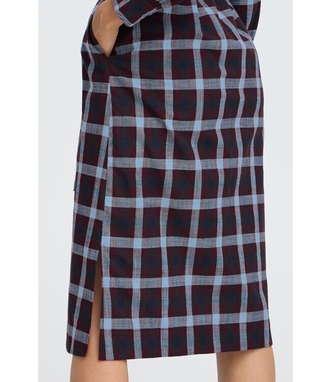 b.young BYFLANNY Shirt Dress Fig Check – Geruite katoenen midi hemdjurk