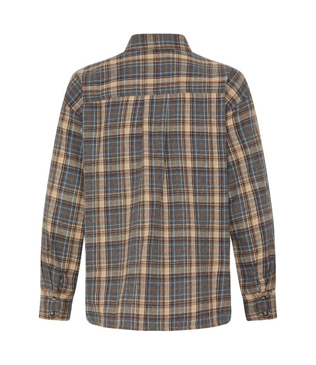 b.young BYFABRICE Shirt Grey/Brown Check – Geruit loose fit dameshemd