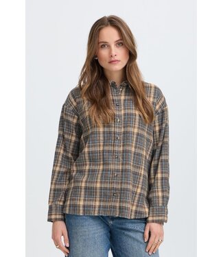 b.young BYFABRICE Shirt - GREY/BROWN CHECK