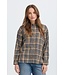 b.young BYFABRICE Shirt Grey/Brown Check – Geruit loose fit dameshemd
