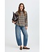 b.young BYFABRICE Shirt Grey/Brown Check – Geruit loose fit dameshemd