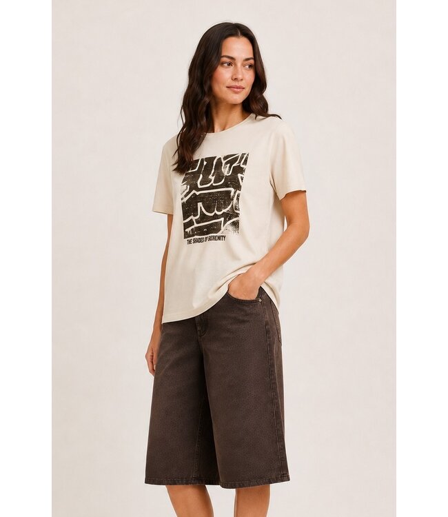 b.young BYSOBBE Printed T-Shirt Birch – Dames T-shirt met grafische print