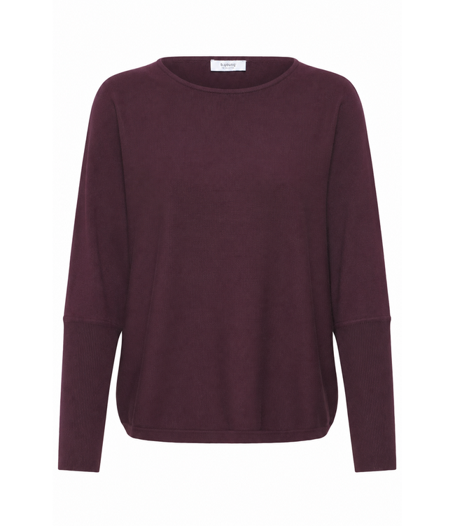 b.young BYMMORLA Bat Jumper Fig – Dames trui met vleermuismouwen