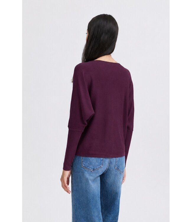 b.young BYMMORLA Bat Jumper Fig – Dames trui met vleermuismouwen
