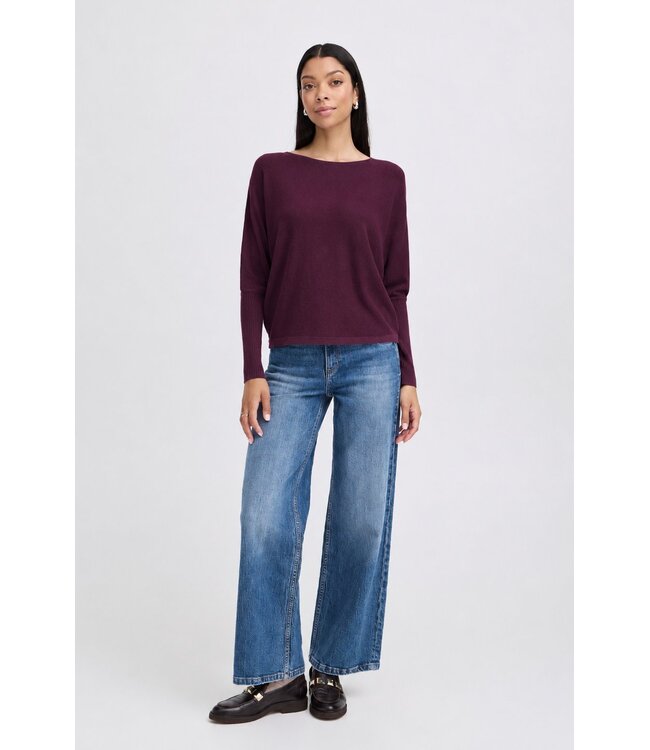 b.young BYMMORLA Bat Jumper Fig – Dames trui met vleermuismouwen